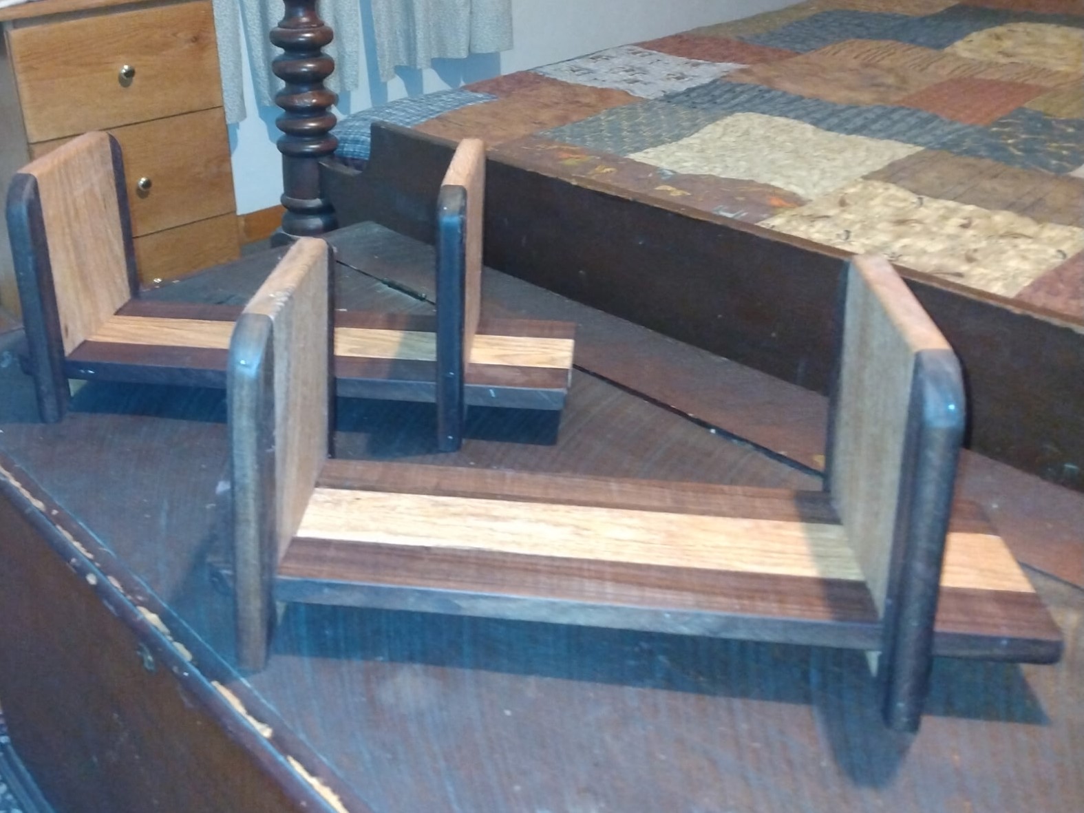 Handcrafted Adjustable Oak & Walnut Bookshelf Bookends
