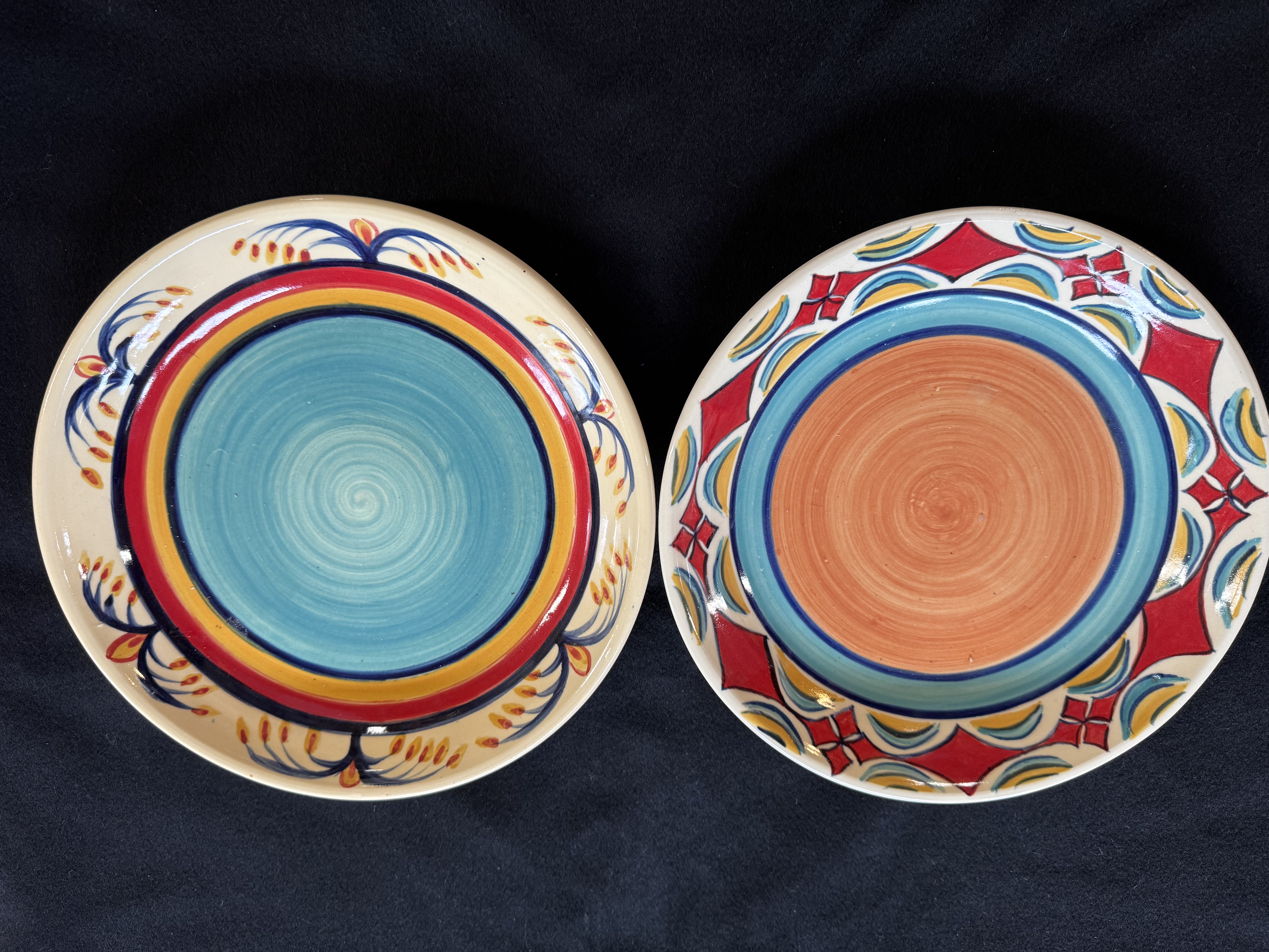 Hand-Painted Ceramic Bowls (Red & Blue)